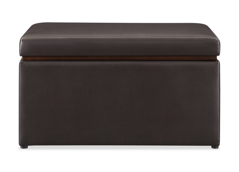 Pouf de rangement Edmonton de 32 po en similicuir - espresso