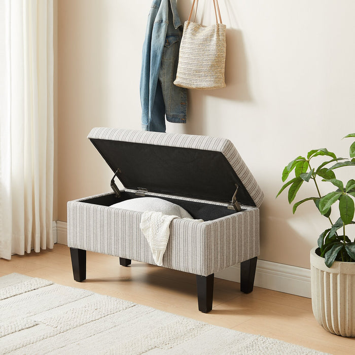 Pouf de rangement Calgary de 32 po en tissu - rayé gris