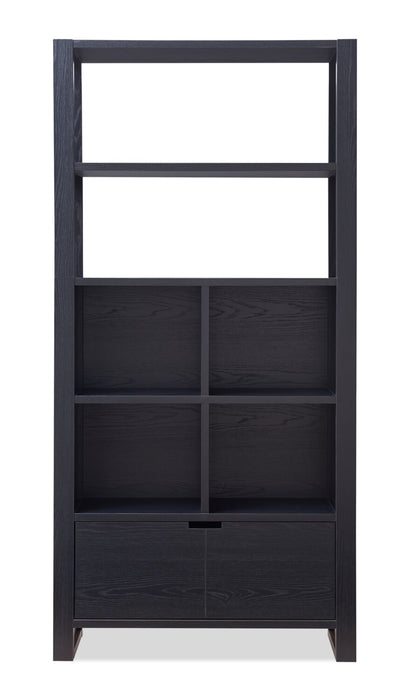 Bibliothèque contemporaine Oscar de 36 po avec tiroir classeur - noir mat 