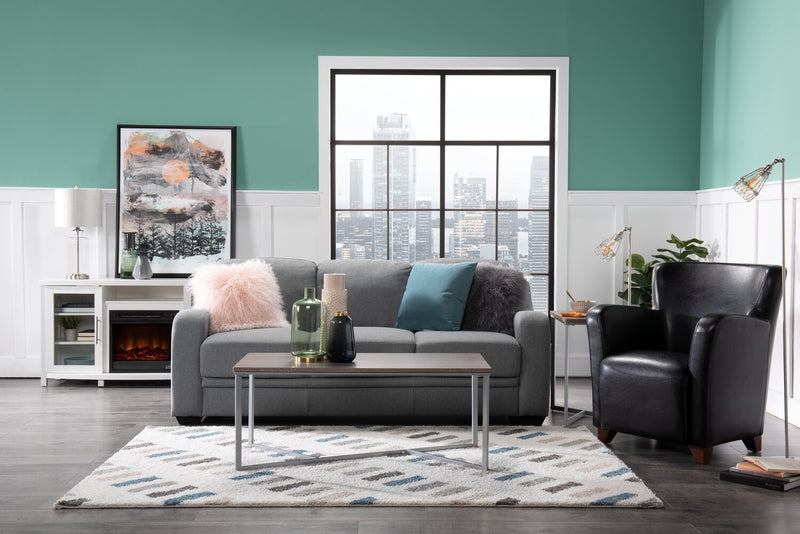 Fauteuil d’appoint Zello de 29,92 po en similicuir avec pattes en bois - noir