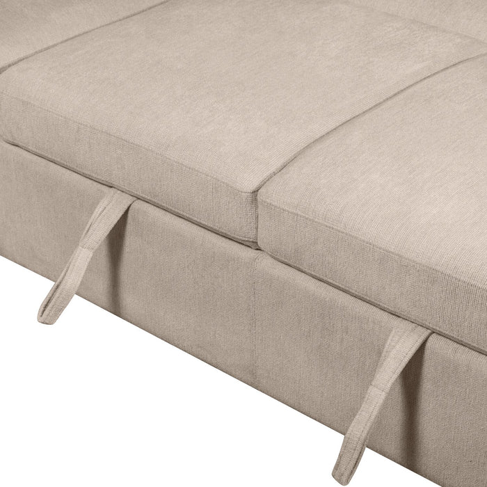 Sofa-lit sectionnel de gauche Envy 3 pièces en tissu de chenille avec fauteuil long de rangement - beige amande