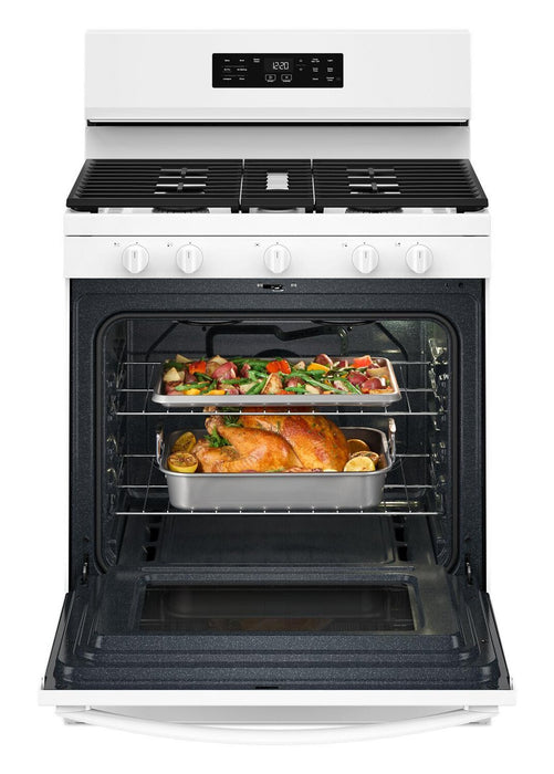 Cuisinière à gaz Whirlpool de 5,0 pi³ et de 30 po avec cuisson à air - blanche - WFGS4530SW 