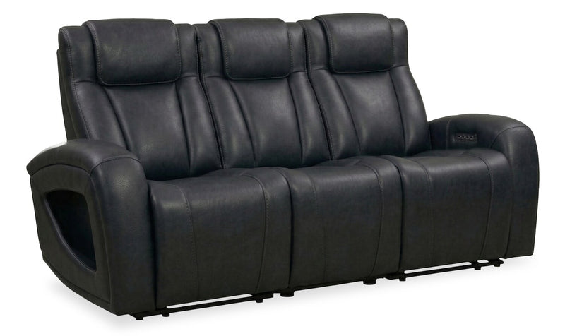 Sofa à inclinaison électrique Titan de Shaquille O’Neal Home de 92 po en cuir véritable avec confort Shaq-o-pedic - noir