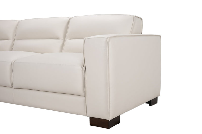 Sofa sectionnel de gauche Citadel 3 pièces en cuir véritable de qualité supérieure avec pattes en bois - blanc givré