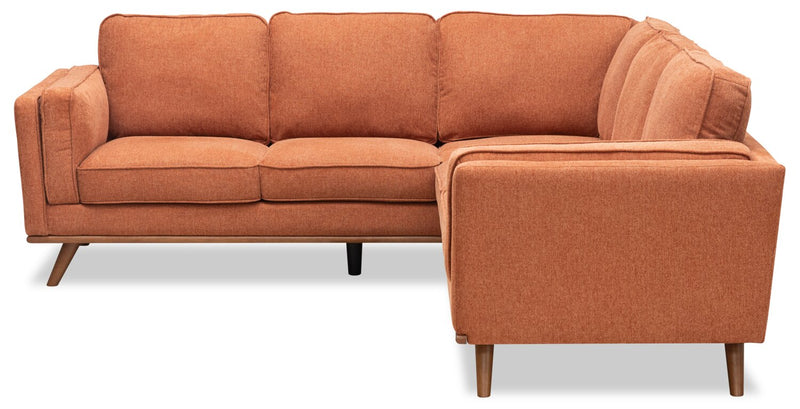 Sofa sectionnel Kassia de Kort & Co. 2 pièces en tissu d’apparence lin avec base et pattes en bois - orange