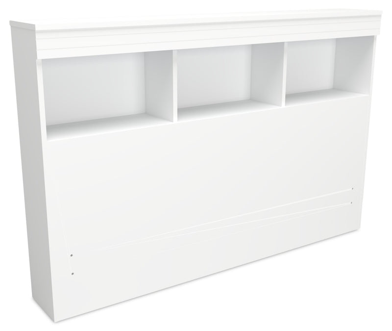 Lit matelot Riley avec ensemble de tête de lit bibliothèque pour enfants, fabriqué au Canada, blanc - format lit double