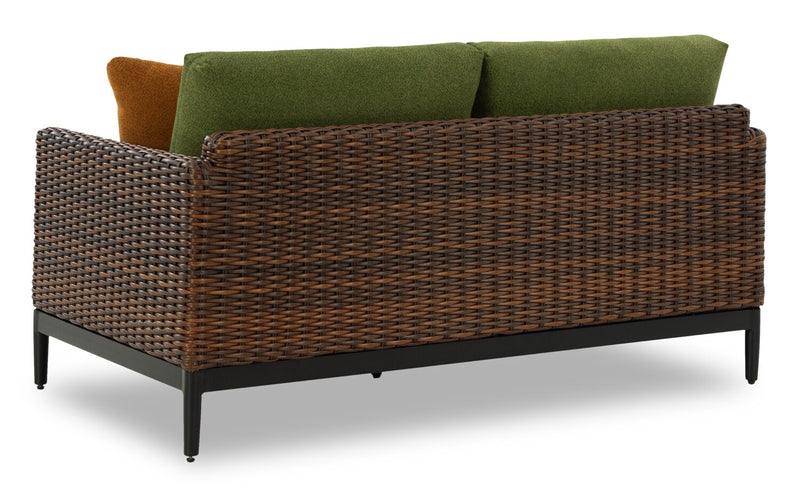 Causeuse Tofino pour la terrasse à l’extérieur - osier en résine, résistant aux rayons UV et aux intempéries - verte, brune et noire