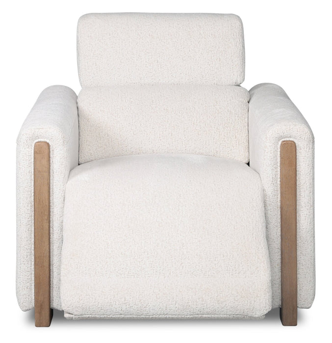 Fauteuil à inclinaison électrique Sable de 38 po en tissu de chenille avec appuie-tête électrique et port USB - blanc albâtre
