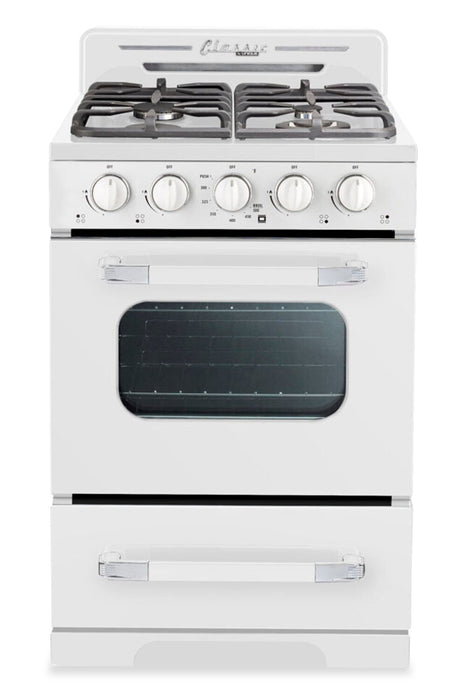 Cuisinière hors réseau Classic Rétro d’Unique de 24 po et de 18,5 pi3 - blanche - UGP-24CR OF1 W
