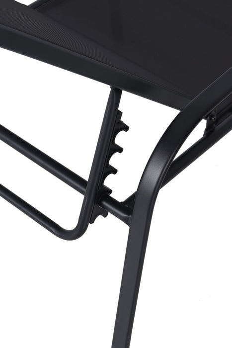 Chaise longue Tuscany pour la terrasse à l’extérieur avec dossier réglable - métal, résistante aux rayons UV et aux intempéries - grise et noire