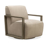 Fauteuil d’appoint pivotant Modell de 29,5 po en velours avec accoudoirs en bois - beige