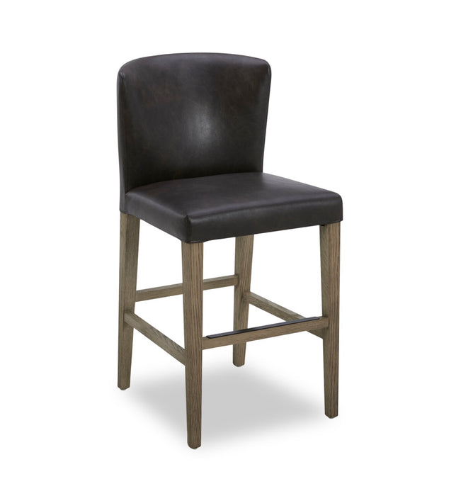 Tabouret 26 po Arlo de hauteur comptoir en tissu de cuir végétalien - brun bison