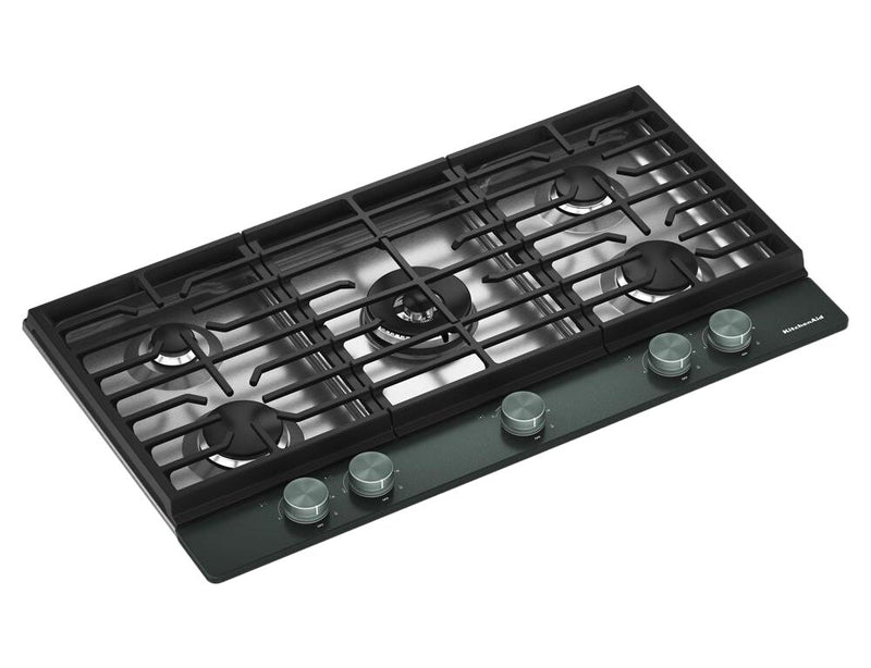Surface de cuisson à gaz sur métal KitchenAid avec grille pour wok intégrée - genièvre - KCGK736SJP