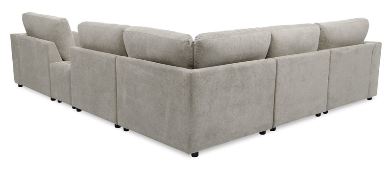 Sofa sectionnel modulaire de gauche Voyage 6 pièces en tissu avec console et coussins de dossier amovibles - taupe