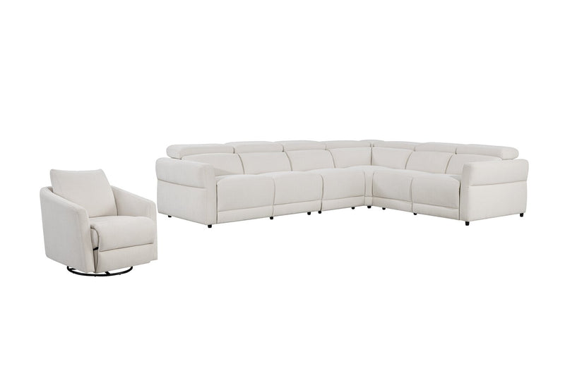 Sofa sectionnel à inclinaison électrique Aspen de Cindy Crawford Home 4 pièces avec fauteuil sans inclinable - albâtre