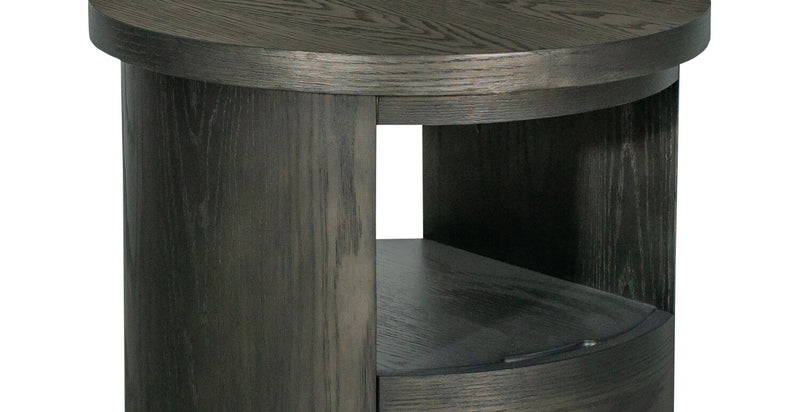 Table de bout moderne ronde Eldon de 22 po en bois massif avec rangement - grain de café