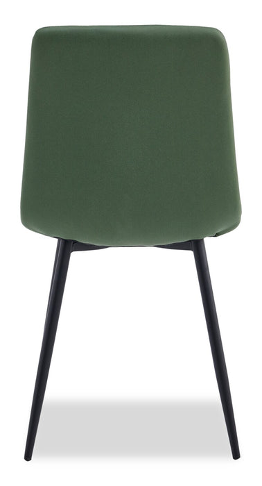Chaise de salle à manger Arlo en métal avec siège et dossier coussinés capitonnés en tissu - verte