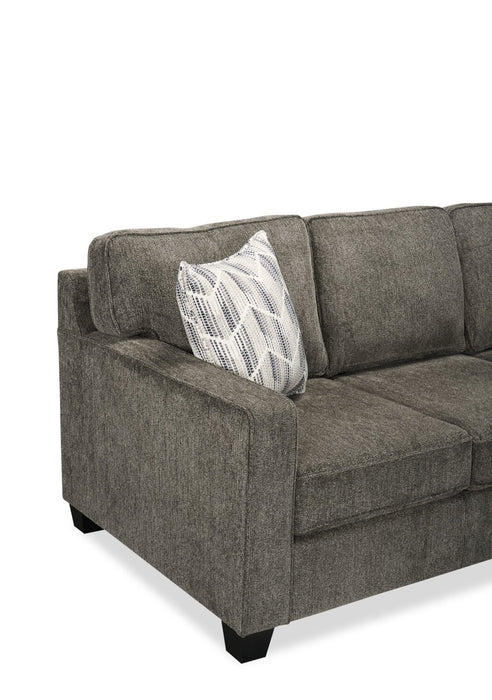 Sofa Lennox de 83 po fabriqué au Canada en tissu de chenille avec coussins réversibles et coussins décoratifs - gris
