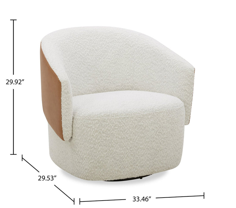 Fauteuil d’appoint pivotant Soho - neige azalée et brun clair Dakota