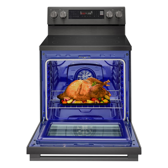 Cuisinière intelligente électrique LG de 6,3 pi³ avec friture à air - acier inoxydable noir - LREN6325ZE