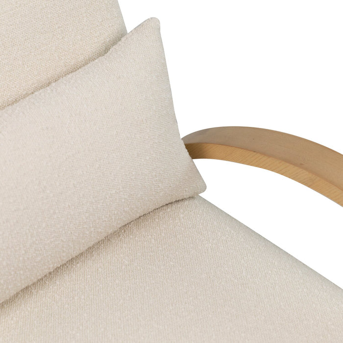 Fauteuil d’appoint Loft de 27,55 po en tissu bouclé avec coussin décoratif, accoudoirs et pattes en bois - blanc