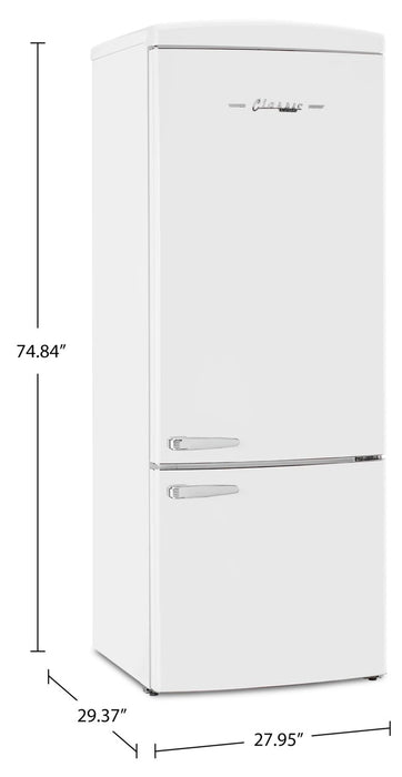 Réfrigérateur Classic Rétro d’Unique de 28 po et de 17 pi3 à congélateur inférieur - blanc - UNQ-455L W AC