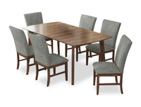 Ensemble de salle à manger Rain 7 pièces avec table de 72 po (L) et 6 chaises grises - gris et brun