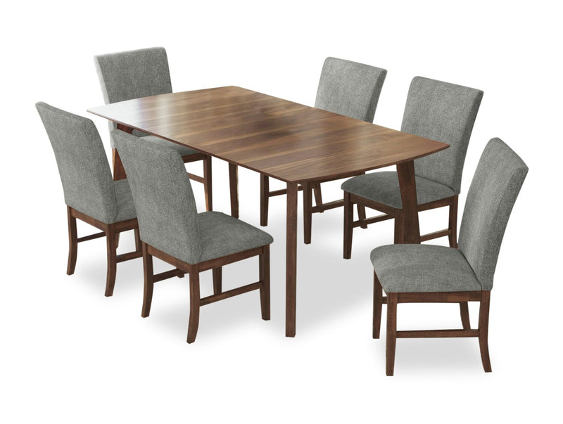 Ensemble de salle à manger Rain 7 pièces avec table de 72 po (L) et 6 chaises grises - gris et brun