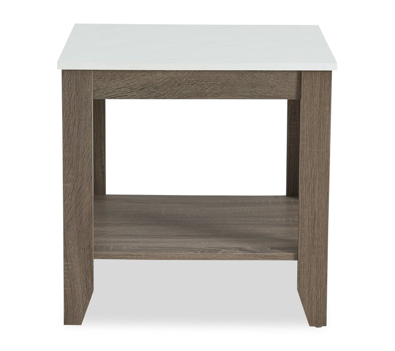 Ensemble 2 tables modernes Carlton de 47,5 po, table à café et table de bout avec tablette - taupe