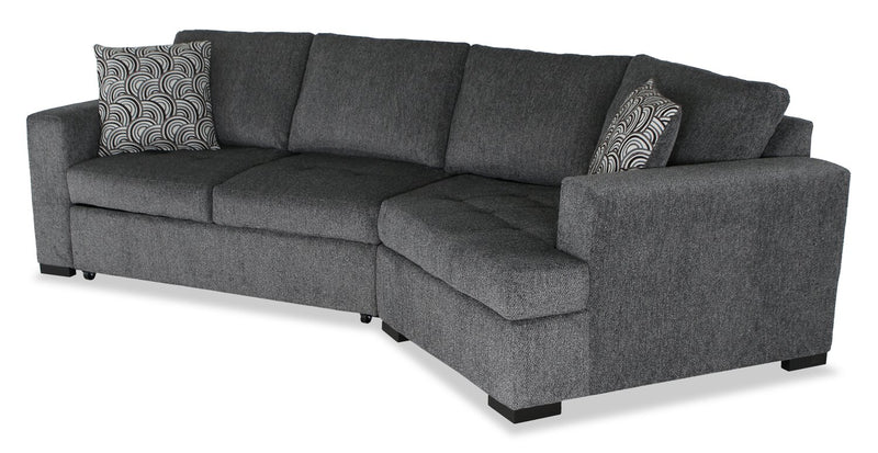 Sofa-lit sectionnel enveloppant de droite Legend 2 pièces fabriqué au Canada en tissu de chenille - gris poivre