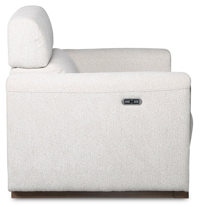 Fauteuil à inclinaison électrique Sable de 38 po en tissu de chenille avec appuie-tête électrique et port USB - blanc albâtre