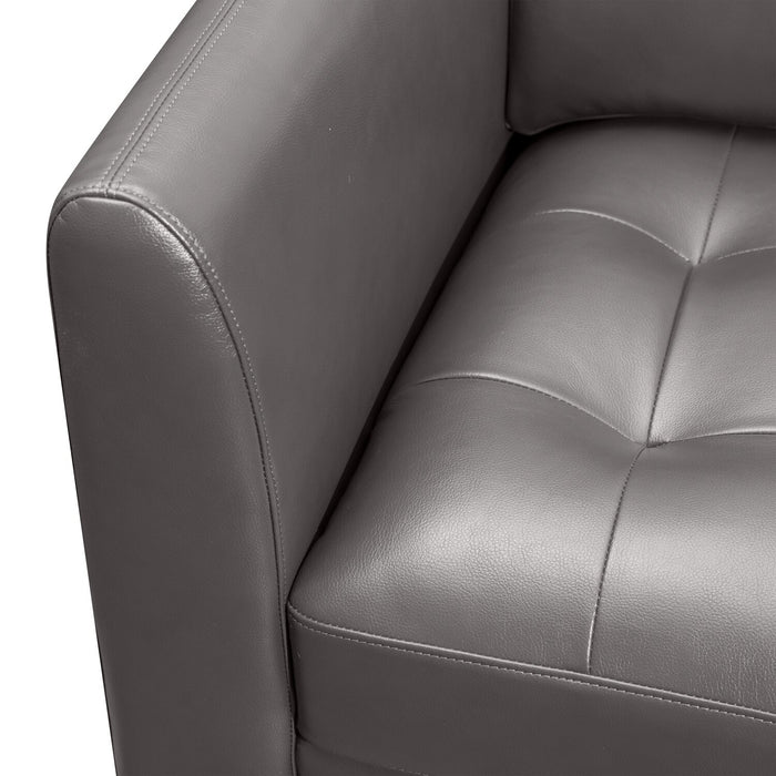 Sofa Erin de 80,3 po en tissu d’apparence cuir avec coussins de siège capitonnés - gris