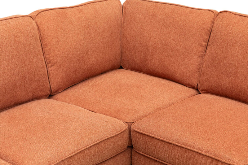Sofa sectionnel Kassia de Kort & Co. 2 pièces en tissu d’apparence lin avec base et pattes en bois - orange