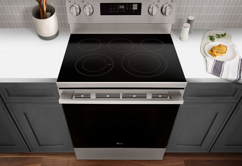 Cuisinière intelligente électrique LG de 6,3 pi³ avec friture à air - acier inoxydable - LREN6323YE