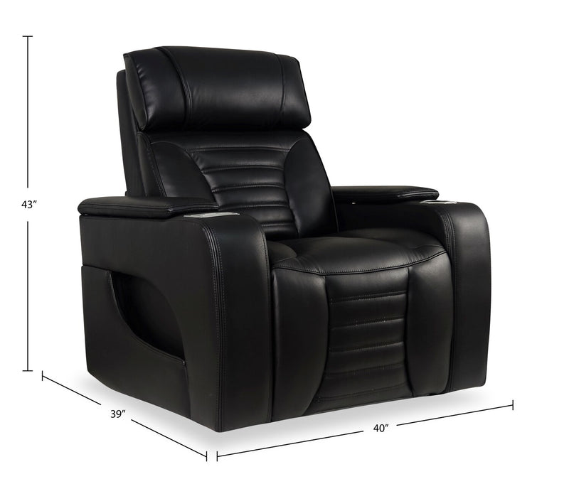 Fauteuil de massage à inclinaison électrique Zen de 40 po en tissu d’apparence cuir avec appuie-tête électrique et siège chauffant - noir