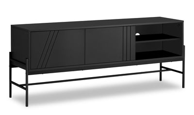 Jae 59" Modern TV Stand with Storage and Cable Management for TVs up to 65"- Black|Meuble pour téléviseur moderne Jae de 59 po avec rangement et système de gestion des câbles pour téléviseurs jusqu’à 65 po - noir