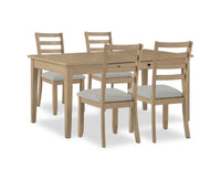 Ensemble de salle à manger Cove 5 pièces en mélamine avec table de 66 po (L), tiroirs de rangement et 4 chaises - naturel et gris