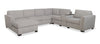 Sofa sectionnel de gauche Vault 6 pièces avec causeuse-lit, 3 fauteuils de rangement et fauteuil long de rangement - gris