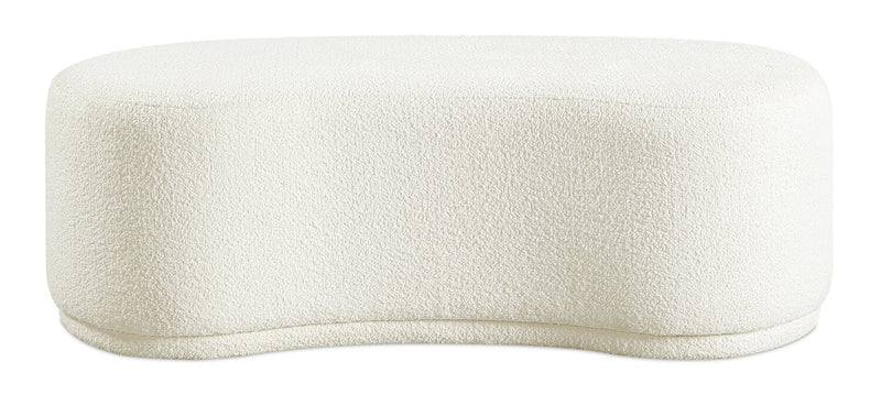 Banc arrondi Maren de 47,25 po en tissu - crème