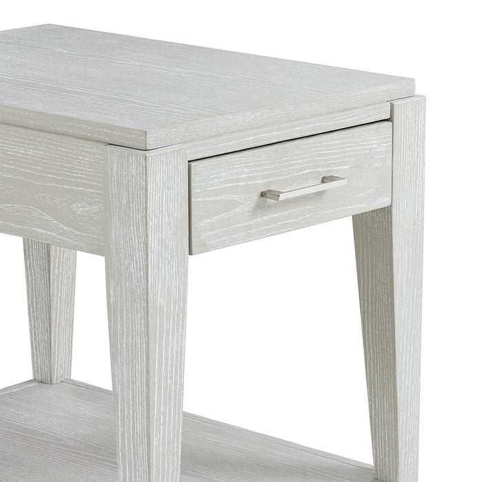 Table de fauteuil Vida de 19 po en bois massif avec rangement, tablette, éclairage et ports USB - sable