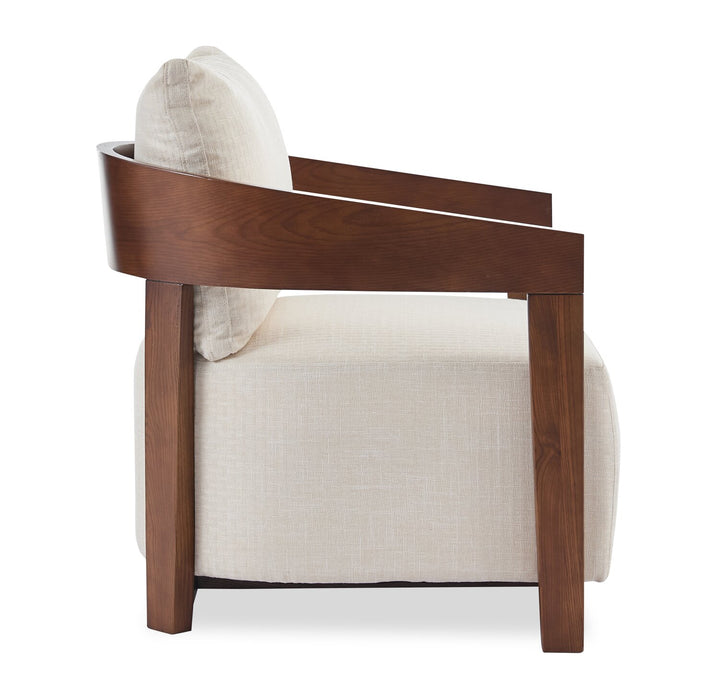 Fauteuil d’appoint Amor 28,54 po en tissu avec accoudoirs et pattes en bois - taupe