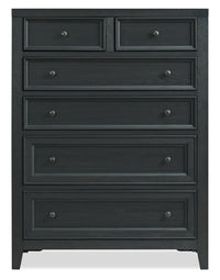 Commode verticale Casa de 39 po (l) x 52 po (H) à 6 tiroirs en bois pour la chambre à coucher - noire