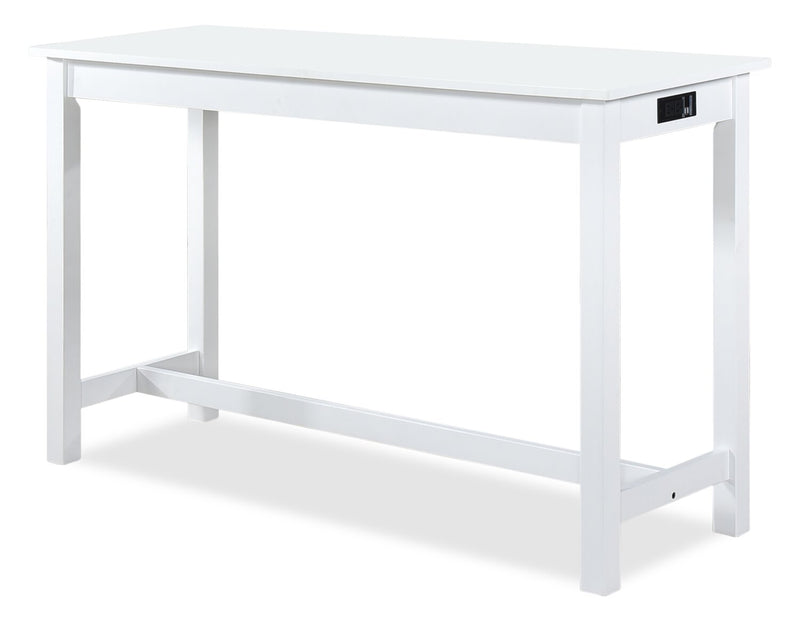 Coin-repas moderne Noah de 60 po avec 3 tabourets de hauteur comptoir et ports USB - blanche