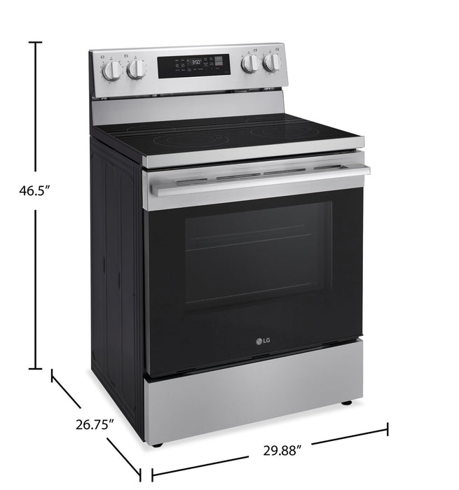 Cuisinière intelligente électrique LG de 6,3 pi³ et de 30 po avec convection ProBake ConvectionMD et EasyCleanMD - acier inoxydable - LREN6321YE