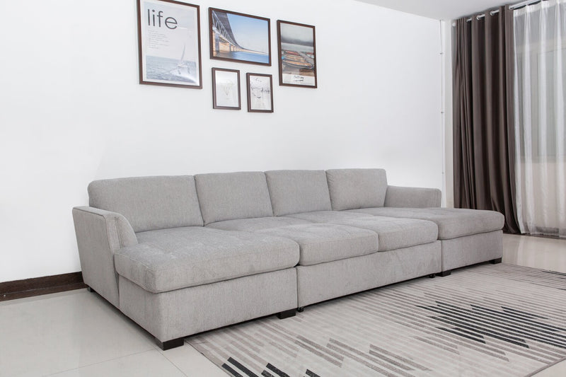 Sofa sectionnel Vault 3 pièces avec causeuse-lit et deux fauteuils longs de rangement - gris