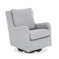  Fauteuil d’appoint à oreilles coulissant et pivotant Ellie de 29 po en tissu d’apparence lin avec accoudoirs en retrait - gris