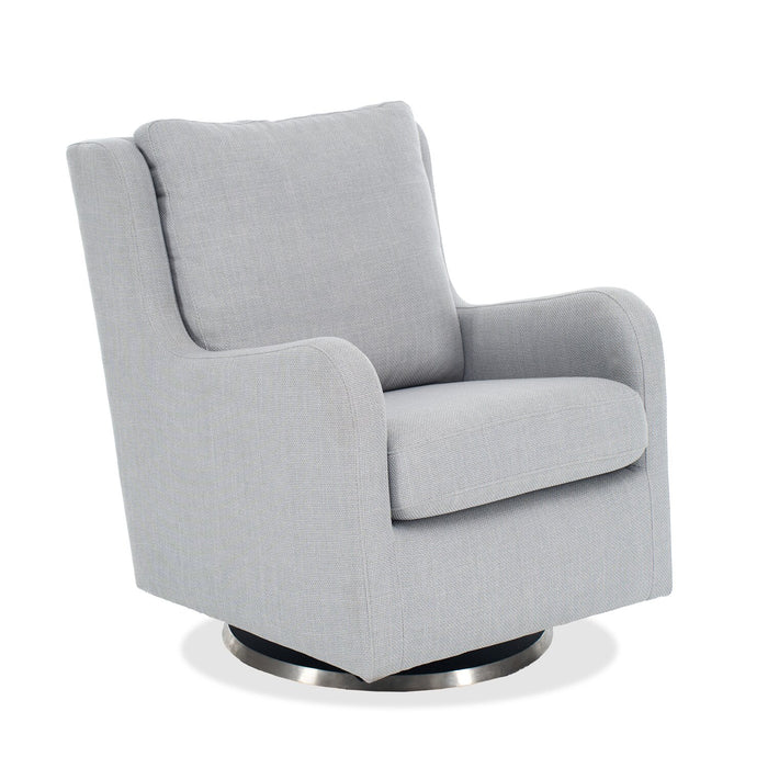 Fauteuil d’appoint à oreilles coulissant et pivotant Ellie de 29 po en tissu d’apparence lin avec accoudoirs en retrait - gris