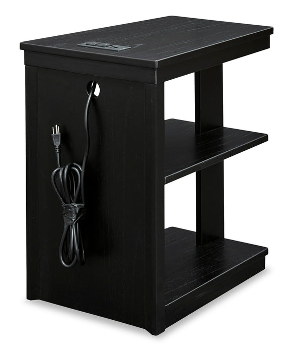 Table de fauteuil contemporaine Julian de 16 po avec ports USB - noire