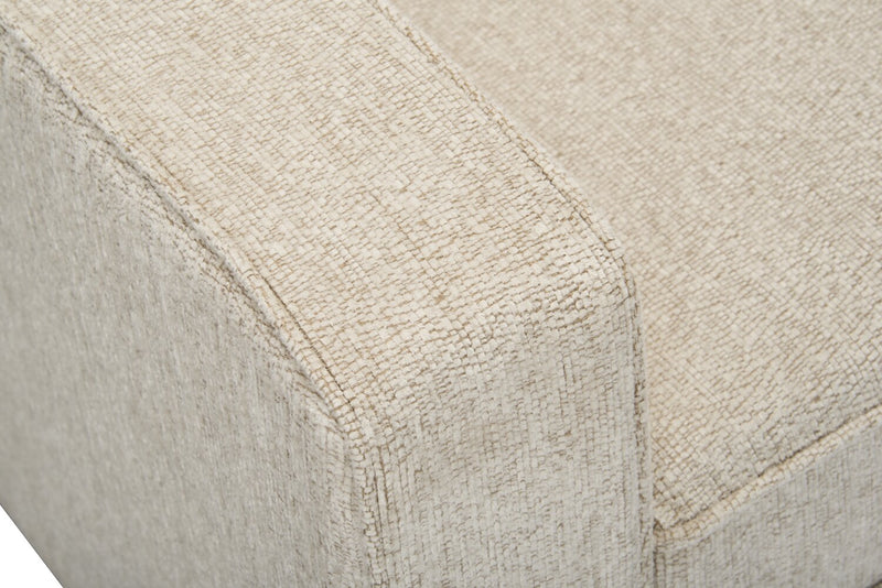 Fauteuil Lennox de 35 po fabriqué au Canada en tissu de chenille avec coussins réversibles et accoudoirs rectilignes - taupe