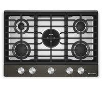 Surface de cuisson KitchenAid de 30 po au gaz sur métal avec grilles pour wok intégrées – Black Ore - KCGK530SBE